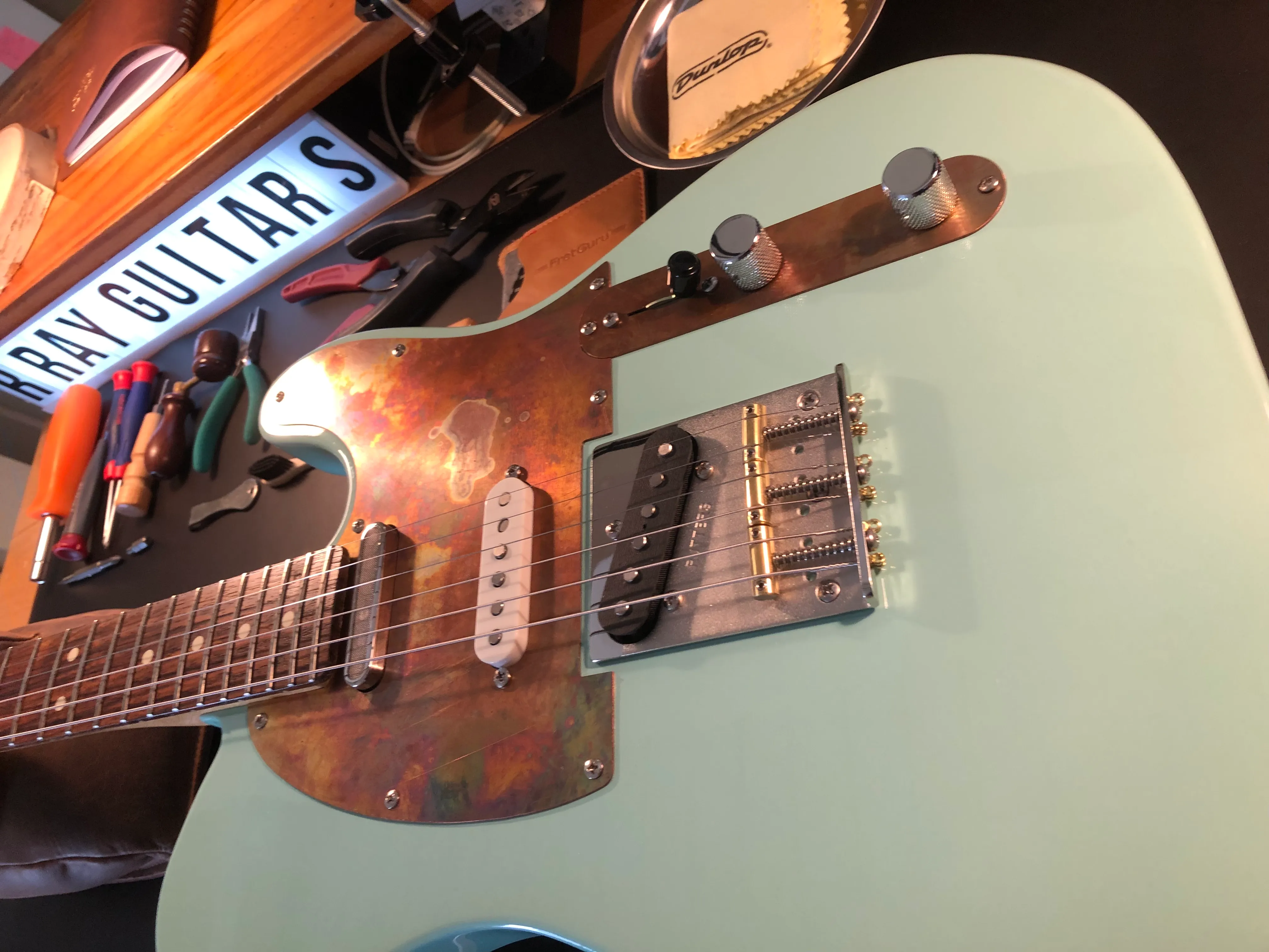 Custom Telecaster with copper pickguard